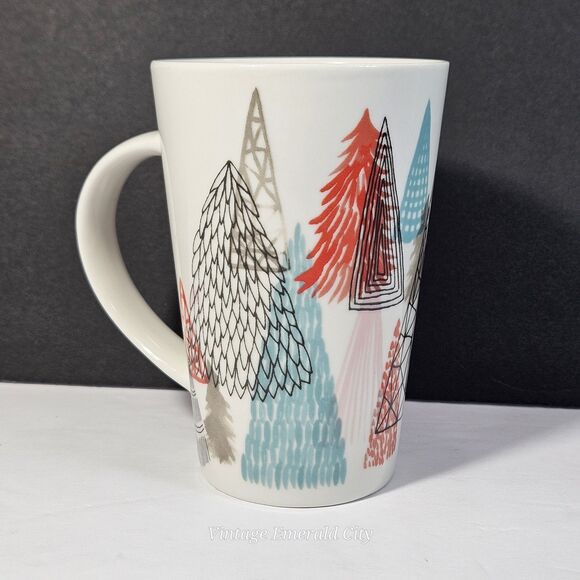 Starbucks Christmas Coffee Mug Holiday Cup Abstract Geometric Forest Trees - Picture 3 of 11